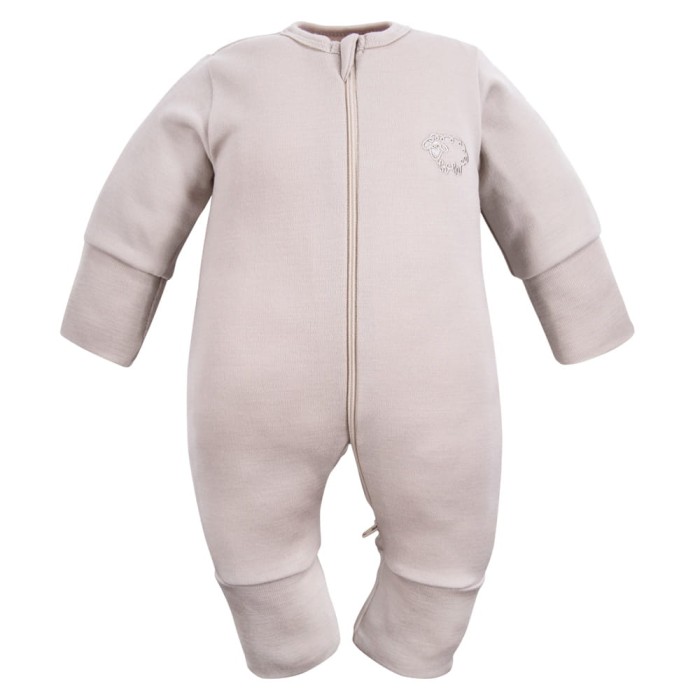 Strampler aus Merinowolle, der mit dem Kind mitwächst, beige