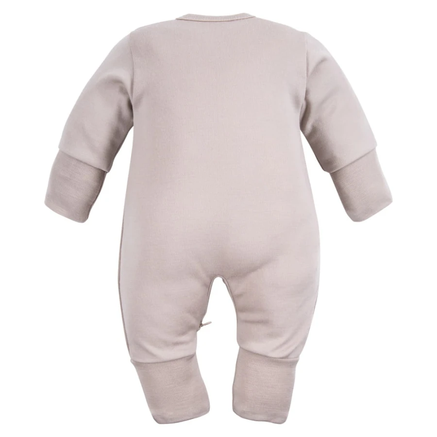 Strampler aus Merinowolle, der mit dem Kind mitwächst, beige