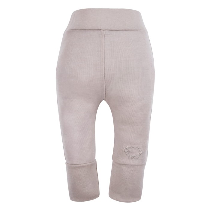 Beigefarbene Leggings aus Merinowolle, die mit dem Kind mitwachsen