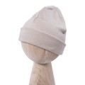 Beanie from merino wool beige