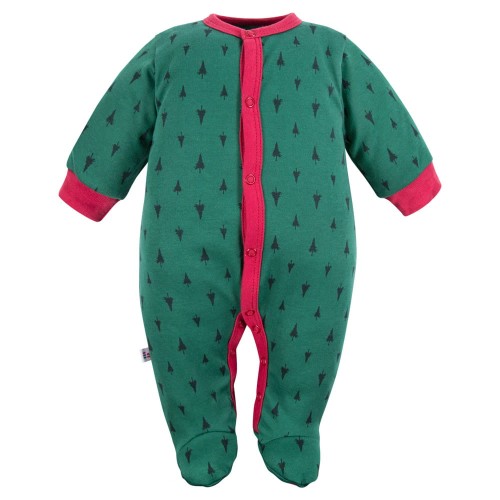 Baby sleepsuit with christmas tree green
