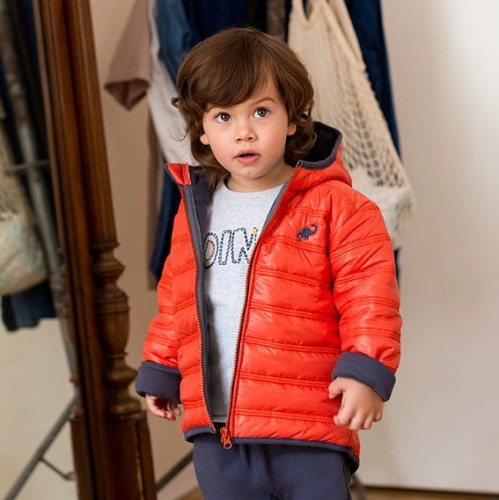 Gesteppte Kapuzenjacke DINO orange