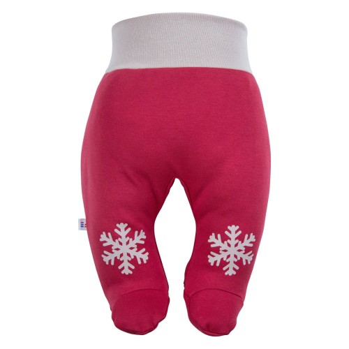 Joggers with feets maroon with beige snowflake