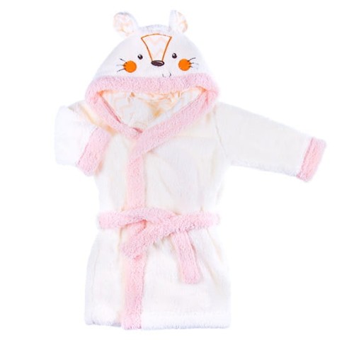 Kinderbademantel mit Löwen, ecru