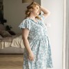 Blaues Umstandsnachthemd mit Margeriten LINDA