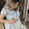 Blaues Umstandsnachthemd mit Margeriten LINDA