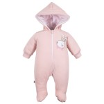 Babyoverall mit Kapuze, rosa, mit Hasenmotiv