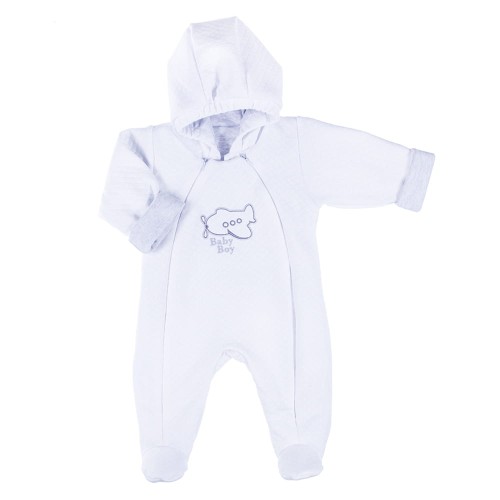 Strampler mit Kapuze ELEGANT für Jungen, weiß