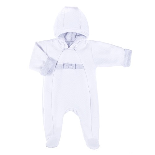 Strampler mit Kapuze ELEGANT Mädchen weiß