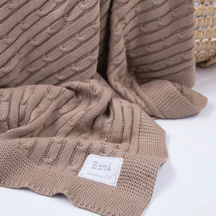 Bambusdecke mit Zopfmuster EEVI beige