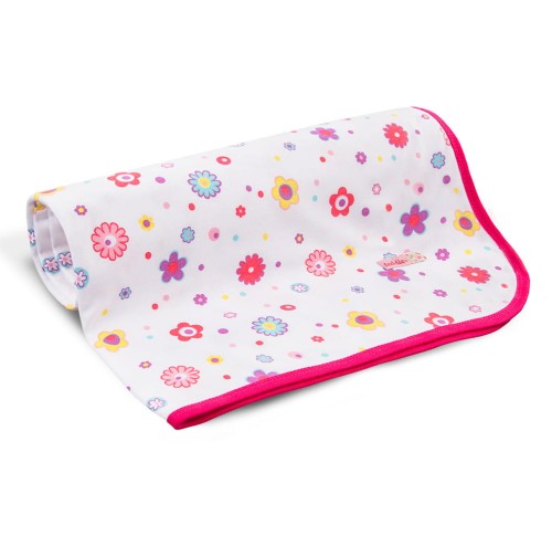 Decke aus Baumwolle mit Blumenmuster, weiß/rosa, 78 x 88 cm