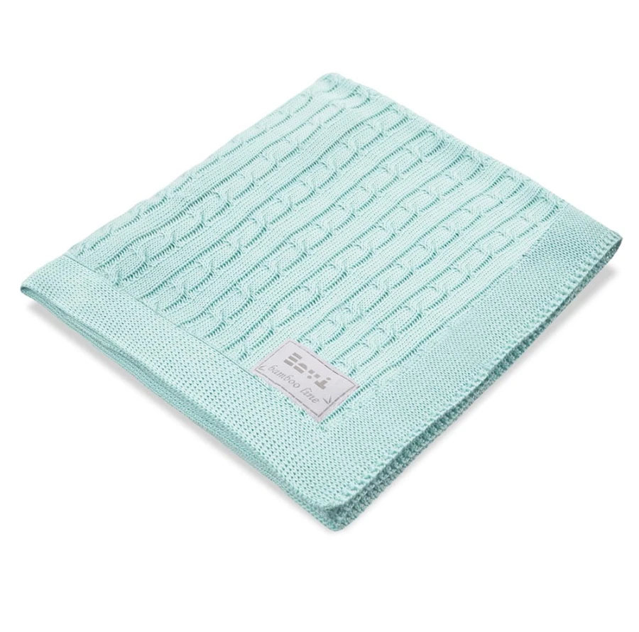 Bambusdecke EEVI mit Zopfmuster in Minze