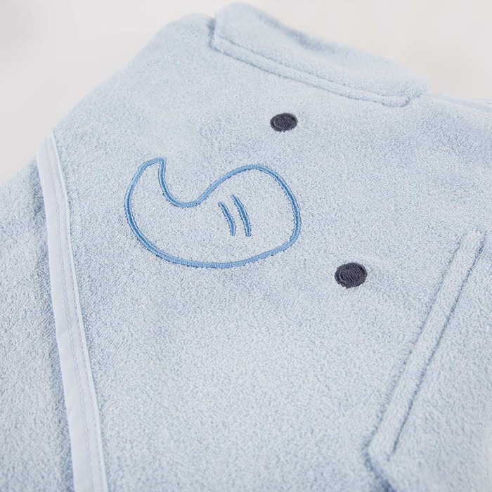 Baby-Kapuzenhandtuch blau mit Elefant 100x100