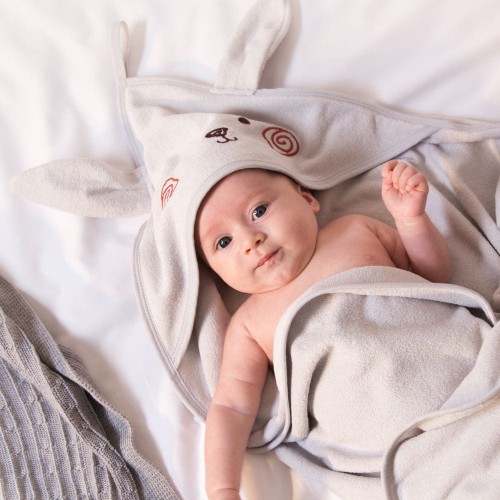 Hooded towel for babies gray 100x100