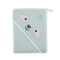 Baby-Kapuzenhandtuch in Mint mit Faultier 100x100