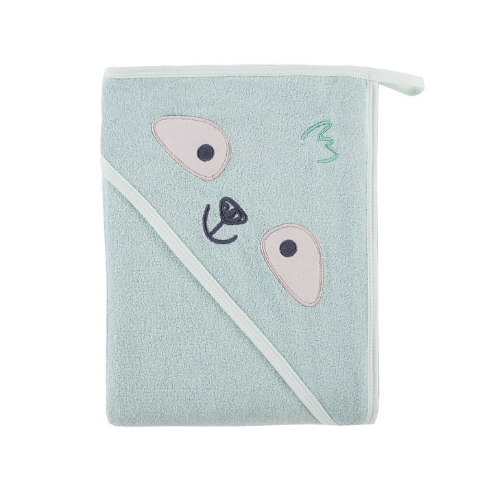 Baby-Kapuzenhandtuch in Mint mit Faultier 100x100