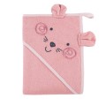 Hooded towel for babies pink 100x100