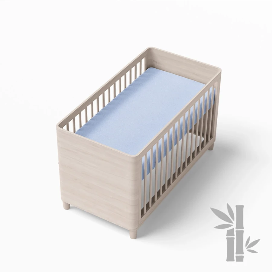 Wasserdichtes Bambus-Babybettlaken, blau
