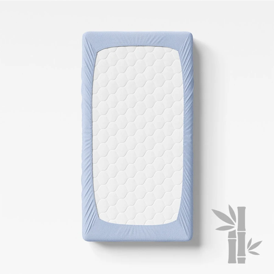Wasserdichtes Bambus-Babybettlaken, blau