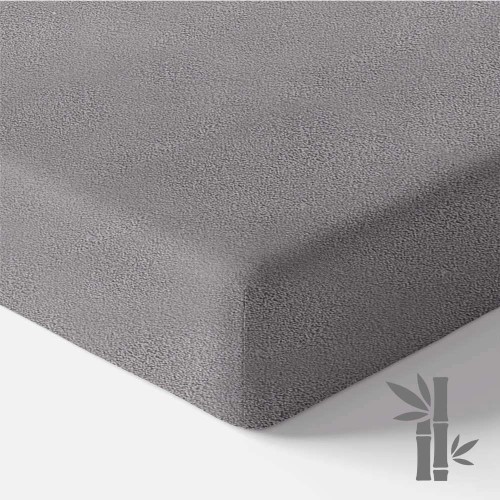 Wasserdichtes Bambus-Spannbetttuch für Kinder, graphitfarben, 120 x 60