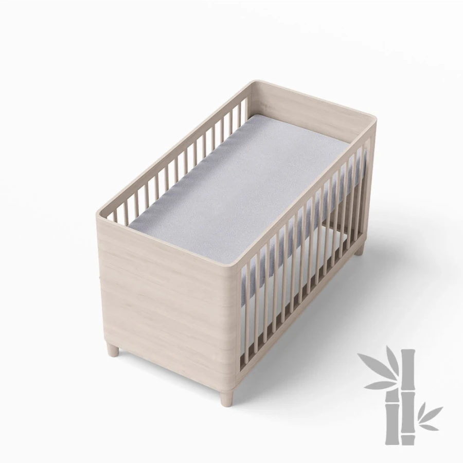 Wasserdichtes Bambus-Baby-Spannbetttuch, grau