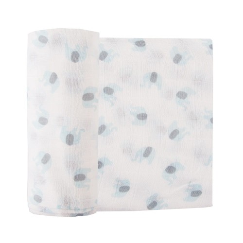 Bamboo nappy with liitle blue elephants 60/60