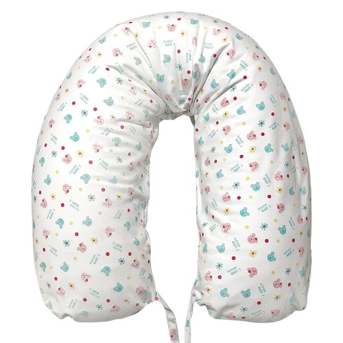 Kissenbezug für Schwangere, weiß mit rosa Bären